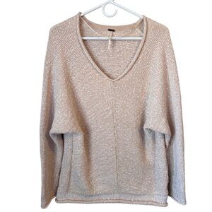 Free People Beige V-Neck Sweater